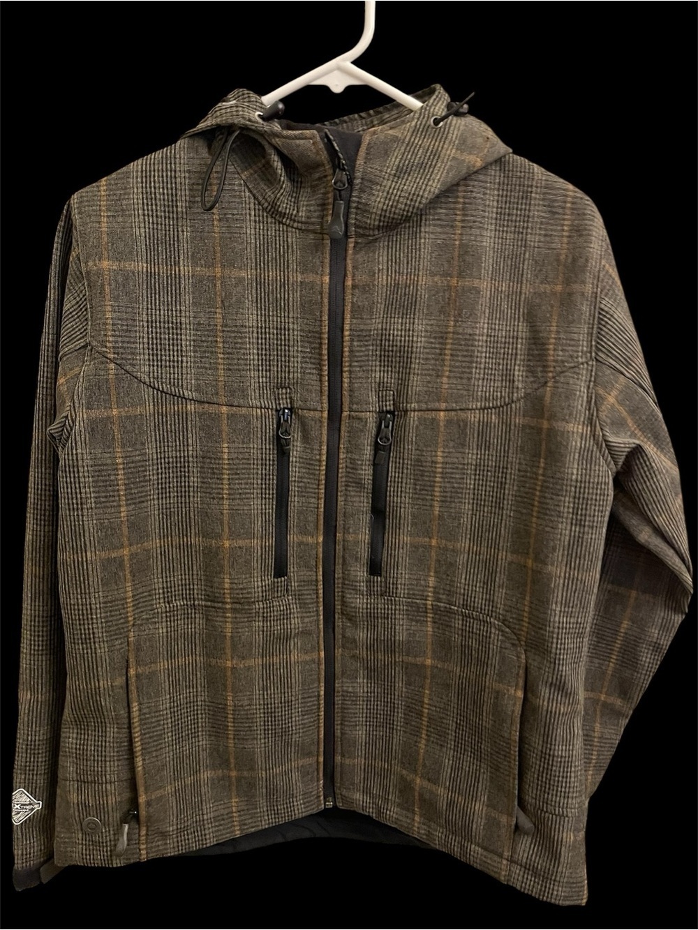 Men's Plaid Hooded Performance Jacket - Brown/Gray